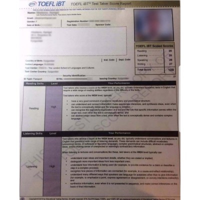 TOEFL Certificate